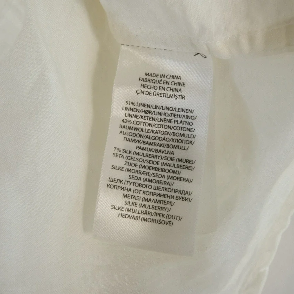 NEW Polo Ralph Lauren XL Linen Silk Blend Shirt All White Button Front Mens